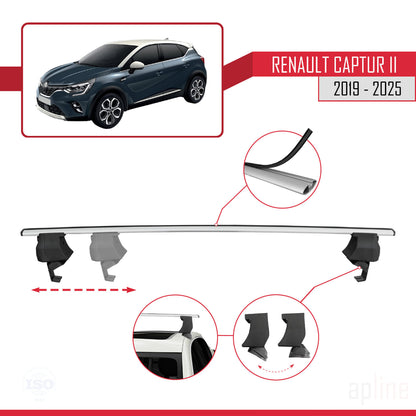 Compatible with Renault Captur 2 2019-2025 ACE-4 Car Roof Rack Cross Bar Grey Aluminium 2 Bars