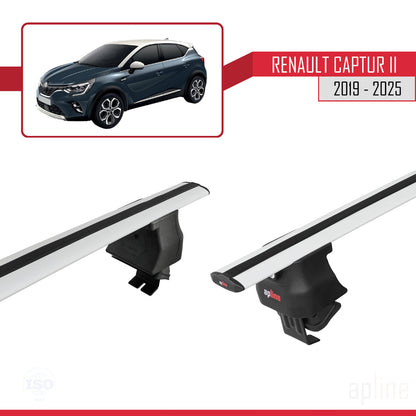 Compatible with Renault Captur 2 2019-2025 ACE-4 Car Roof Rack Cross Bar Grey Aluminium 2 Bars