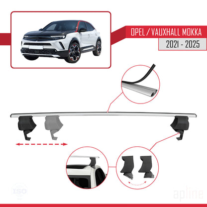 Compatible with Opel/Vauxhall Mokka B 2021-2025 ACE-4 Car Roof Rack Cross Bar Grey Aluminium 2 Bars