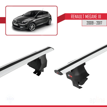 Compatible with Renault Megane 3 2009-2017 ACE-4 Car Roof Rack Cross Bar Grey Aluminium 2 Bars