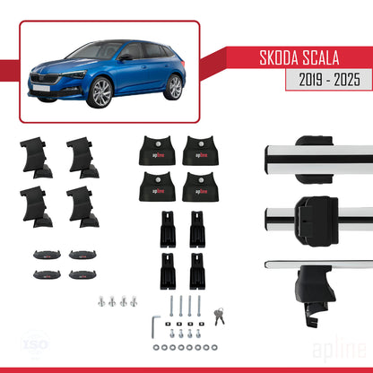 Compatible avec Skoda Scala 2019-2025 ACE-4 Barres de Toit Railing Porte-Bagages de Voiture Gris Aluminium 2 Barres