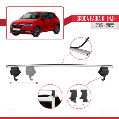 Compatible avec Skoda Fabia 3 (NJ) 2015-2022 ACE-4 Barres de Toit Railing Porte-Bagages de Voiture Gris Aluminium 2 Barres