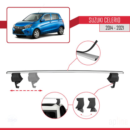 Compatible avec Suzuki Celerio 2 (FE) 2014-2021 ACE-4 Barres de Toit Railing Porte-Bagages de Voiture Gris Aluminium 2 Barres