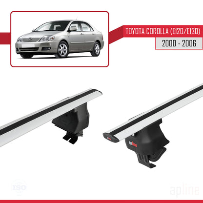 Compatible avec Toyota Corolla 9 (E120) Berline 2000-2006 ACE-4 Barres de Toit Railing Porte-Bagages de Voiture Gris Aluminium 2 Barres
