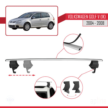 Compatible avec Volkswagen Golf 5 (1K) 2004-2008 ACE-4 Barres de Toit Railing Porte-Bagages de Voiture Gris Aluminium 2 Barres