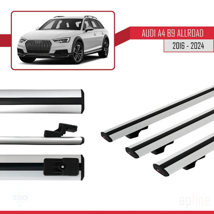 Compatible avec A4 (B9) Allroad 2016-2024 BASIC Model Barres de Toit Railing Porte-Bagages de Voiture Gris Aluminium 3 Barres