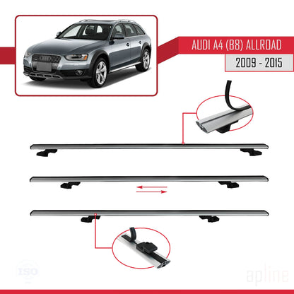 Compatible avec A4 (B8) Allroad 2009-2015 BASIC Model Barres de Toit Railing Porte-Bagages de Voiture Gris Aluminium 2 Barres