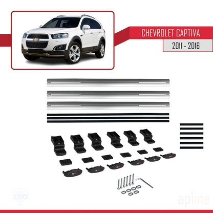 Compatible avec Chevrolet Captiva 2011-2015 BASIC Model Barres de Toit Railing Porte-Bagages de Voiture Gris Aluminium 3 Barres