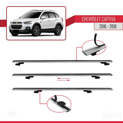 Compatible avec Chevrolet Captiva 2016-2018 BASIC Model Barres de Toit Railing Porte-Bagages de Voiture Gris Aluminium 2 Barres