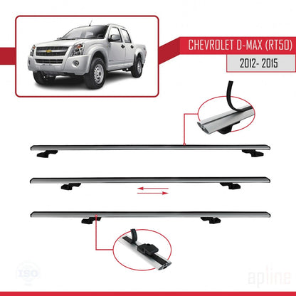 Compatible avec Chevrolet D-Max (RT50) 2012-2015 BASIC Model Barres de Toit Railing Porte-Bagages de Voiture Gris Aluminium 2 Barres