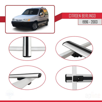 Compatible with Citroen Berlingo (M49) 1996-2003 BASIC Model Car Roof Rack Cross Bar Grey Aluminium 2 Bars