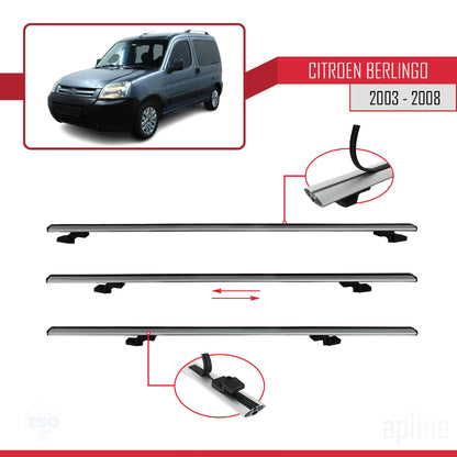 Compatible with Citroen Berlingo (M59) 2003-2008 BASIC Model Car Roof Rack Cross Bar Grey Aluminium 4 Bars