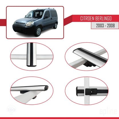 Compatible with Citroen Berlingo (M59) 2003-2008 BASIC Model Car Roof Rack Cross Bar Grey Aluminium 2 Bars