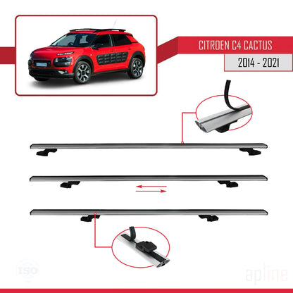 Compatible avec Citroen C4 Cactus 2014-2021 BASIC Model Barres de Toit Railing Porte-Bagages de Voiture Gris Aluminium 2 Barres