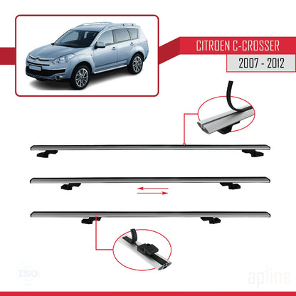 Compatible avec Citroen C-Crosser 2007-2012 BASIC Model Barres de Toit Railing Porte-Bagages de Voiture Gris Aluminium 2 Barres