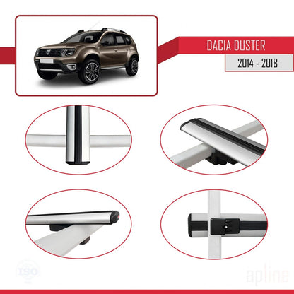 Compatible avec Dacia Duster (HS) Post-Facelift 2014-2017 BASIC Model Barres de Toit Railing Porte-Bagages de Voiture Gris Aluminium 2 Barres