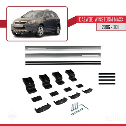 Compatible avec Daewoo Winstorm MaXX 2006-2011 BASIC Model Barres de Toit Railing Porte-Bagages de Voiture Gris Aluminium 2 Barres