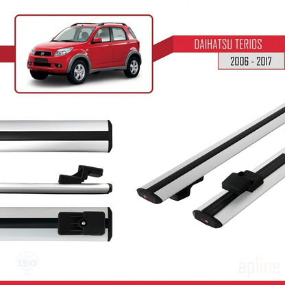 Compatible avec Daihatsu Terios 2 (J200) 2006-2017 BASIC Model Barres de Toit Railing Porte-Bagages de Voiture Gris Aluminium 2 Barres
