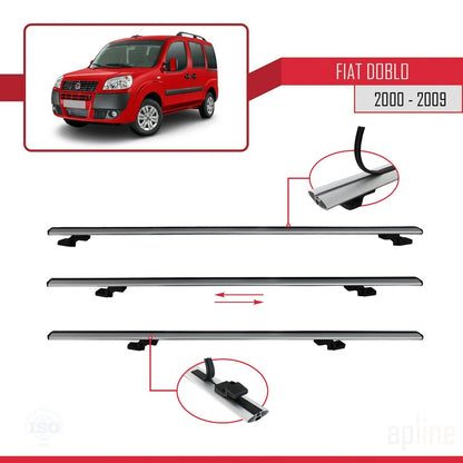 Compatible avec Fiat Doblo 2000-2009 BASIC Model Barres de Toit Railing Porte-Bagages de Voiture Gris Aluminium 3 Barres