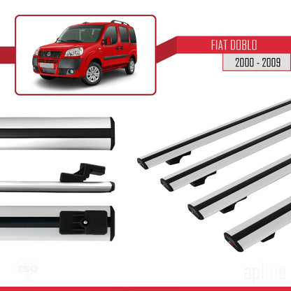 Compatible avec Fiat Doblo 2000-2009 BASIC Model Barres de Toit Railing Porte-Bagages de Voiture Gris Aluminium 4 Barres