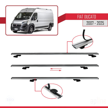 Compatible avec Fiat Ducato 3 2007-2025 BASIC Model Barres de Toit Railing Porte-Bagages de Voiture Gris Aluminium 4 Barres