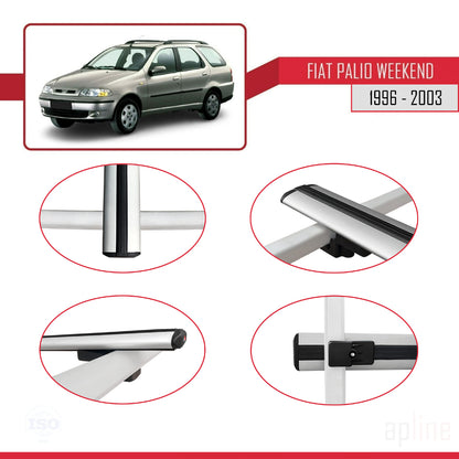 Compatible avec Fiat Palio (178) Weekend 1996-2003 BASIC Model Barres de Toit Railing Porte-Bagages de Voiture Gris Aluminium 3 Barres