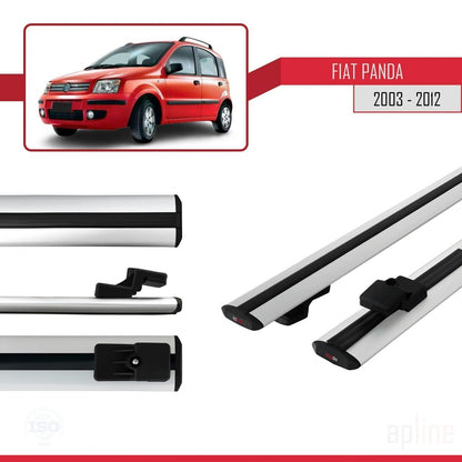 Compatible avec Fiat Panda 2 (169) 2003-2012 BASIC Model Barres de Toit Railing Porte-Bagages de Voiture Gris Aluminium 2 Barres