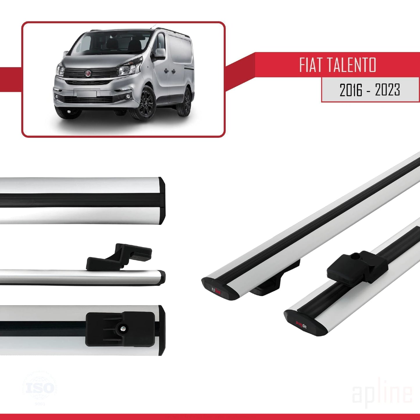 Compatible avec Fiat Talento 2016-2021 BASIC Model Barres de Toit Railing Porte-Bagages de Voiture Gris Aluminium 2 Barres