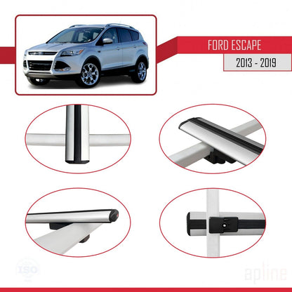Compatible avec Ford Escape 3 2013-2019 BASIC Model Barres de Toit Railing Porte-Bagages de Voiture Gris Aluminium 2 Barres