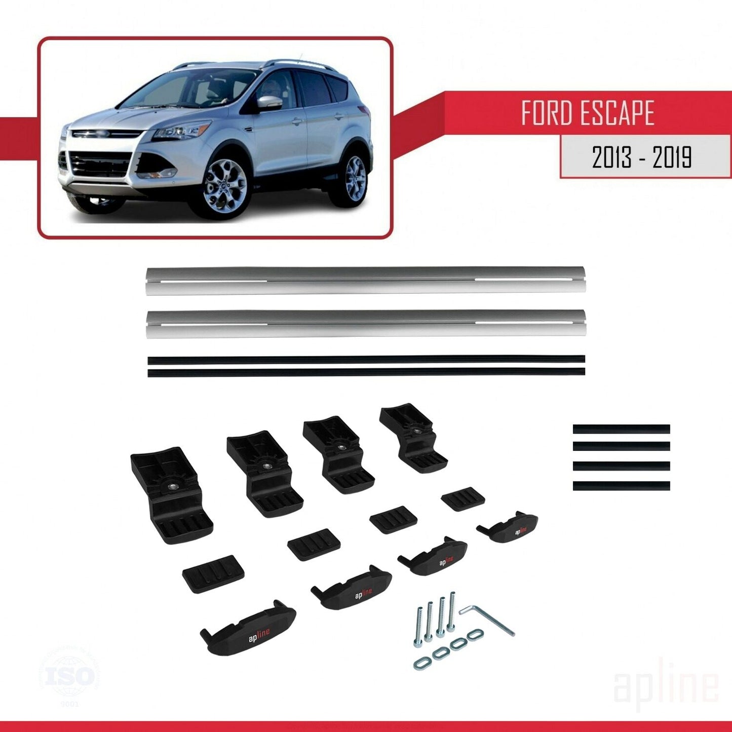 Compatible avec Ford Escape 3 2013-2019 BASIC Model Barres de Toit Railing Porte-Bagages de Voiture Gris Aluminium 2 Barres