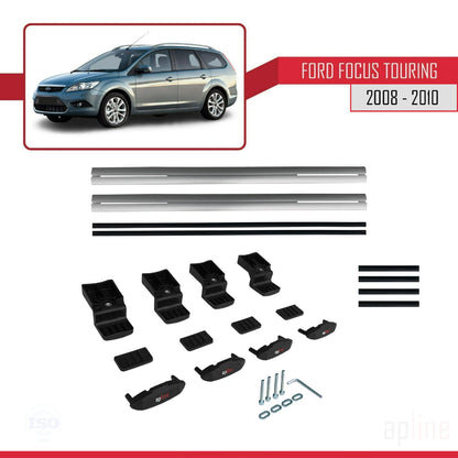 Compatible avec Ford Focus 2 (C307) Turnier 2008-2010 BASIC Model Barres de Toit Railing Porte-Bagages de Voiture Gris Aluminium 2 Barres
