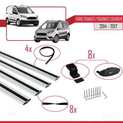 Compatible with Ford Transit/Tourneo Courier Pre-Facelift 2014-2017 BASIC Model Car Roof Rack Cross Bar Grey Aluminium 4 Bars