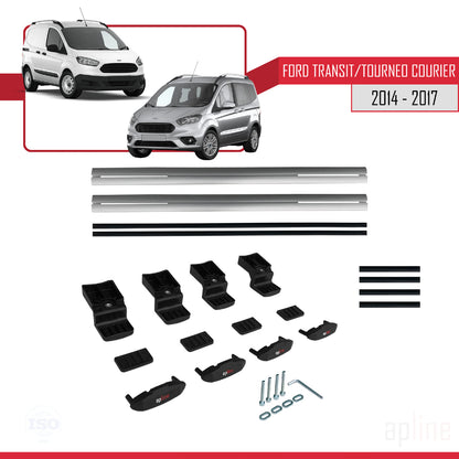 Compatible avec Ford Transit/Tourneo Courier Pre-Facelift 2014-2017 BASIC Model Barres de Toit Railing Porte-Bagages de Voiture Gris Aluminium 2 Barres