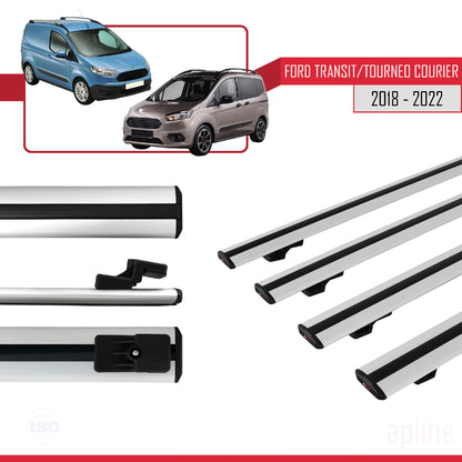 Compatible with Ford Transit/Tourneo Courier Post-Facelift 2018-2022 BASIC Model Car Roof Rack Cross Bar Grey Aluminium 4 Bars