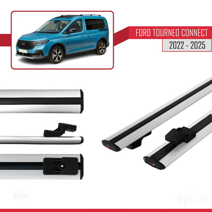 Compatible avec Ford Transit/Tourneo Connect 3 2022-2025 BASIC Model Barres de Toit Railing Porte-Bagages de Voiture Gris Aluminium 2 Barres