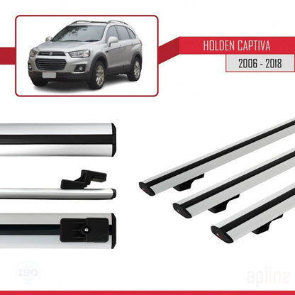 Compatible avec Holden Captiva 2006-2018 BASIC Model Barres de Toit Railing Porte-Bagages de Voiture Gris Aluminium 3 Barres