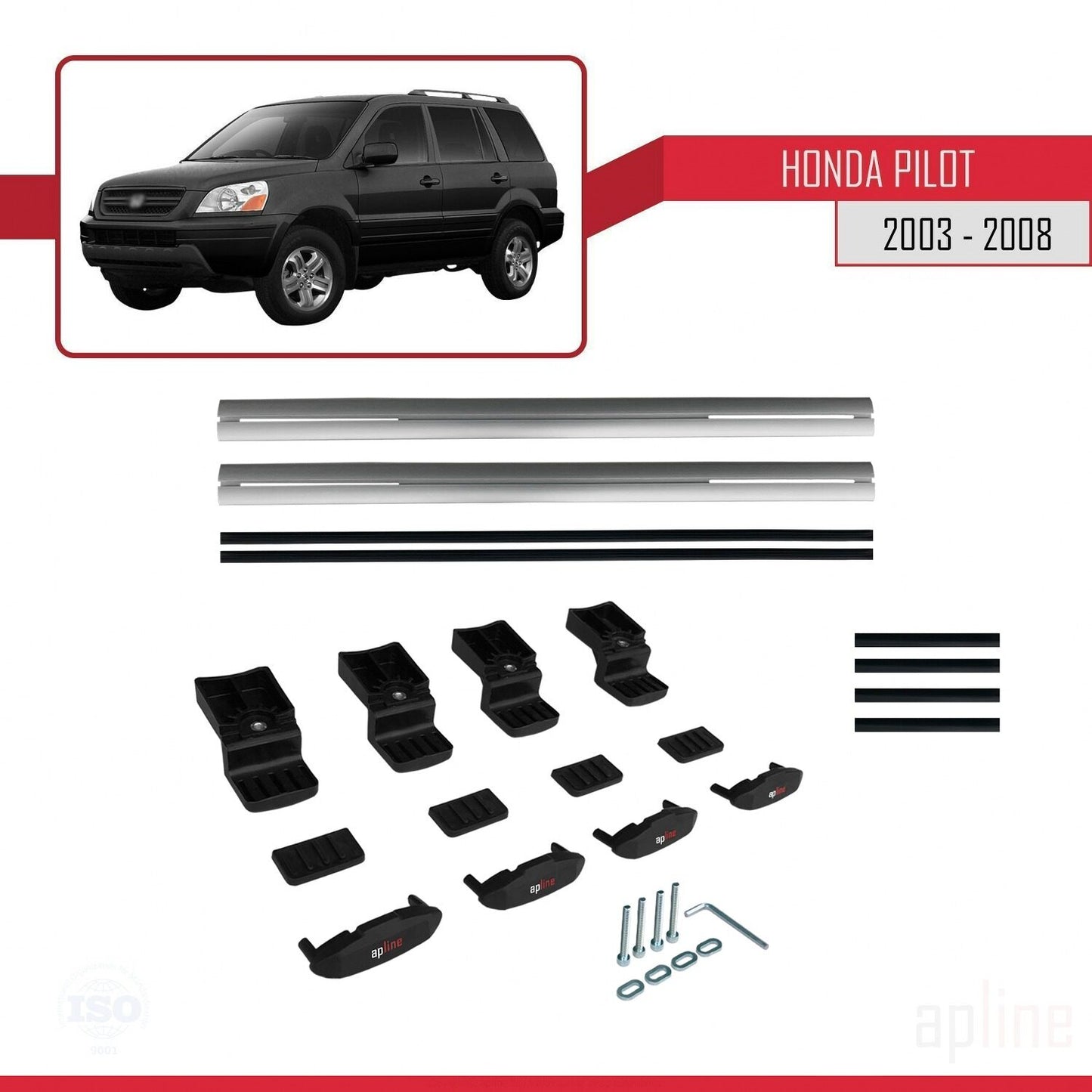 Compatible with Honda Pilot 2003-2008 BASIC Model Car Roof Rack Cross Bar Grey Aluminium 2 Bars