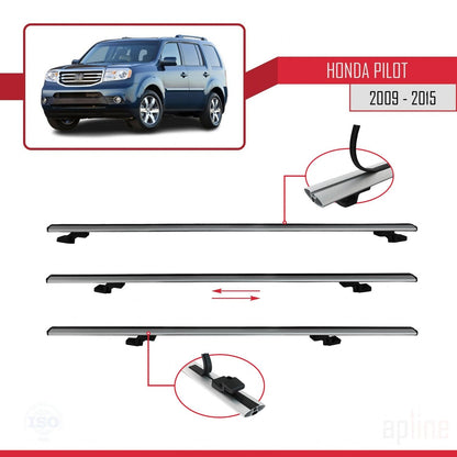 Compatible with Honda Pilot 2 2009-2015 BASIC Model Car Roof Rack Cross Bar Grey Aluminium 3 Bars