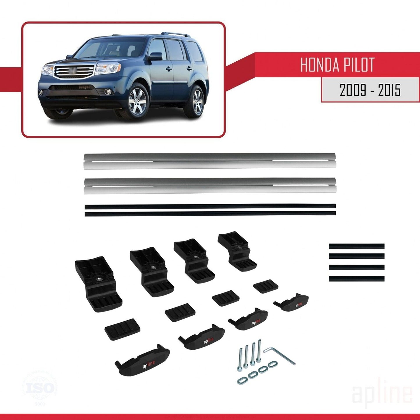 Compatible with Honda Pilot 2 2009-2015 BASIC Model Car Roof Rack Cross Bar Grey Aluminium 2 Bars