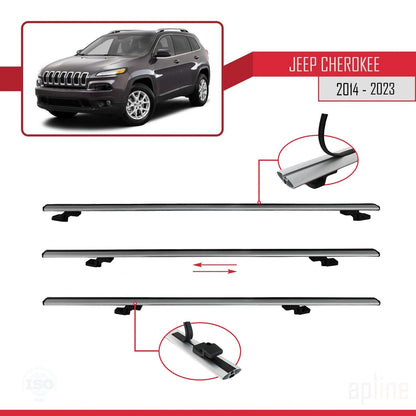 Compatible avec Jeep Cherokee 5 (KL) 2014-2023 BASIC Model Barres de Toit Railing Porte-Bagages de Voiture Gris Aluminium 3 Barres