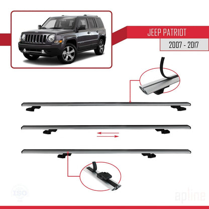 Compatible avec Jeep Patriot 2007-2017 BASIC Model Barres de Toit Railing Porte-Bagages de Voiture Gris Aluminium 2 Barres
