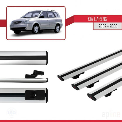 Compatible avec Kia Carens Post-Facelift 2002-2006 BASIC Model Barres de Toit Railing Porte-Bagages de Voiture Gris Aluminium 3 Barres