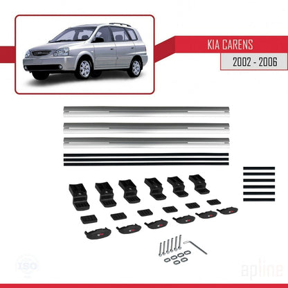 Compatible avec Kia Carens Post-Facelift 2002-2006 BASIC Model Barres de Toit Railing Porte-Bagages de Voiture Gris Aluminium 3 Barres