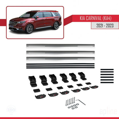 Compatible with Kia Carnival 4 (KA4) 2021-2023 BASIC Model Car Roof Rack Cross Bar Grey Aluminium 3 Bars