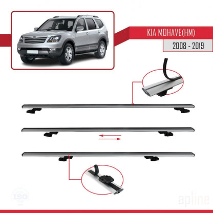Compatible avec Kia Mohave (HM) 2008-2019 BASIC Model Barres de Toit Railing Porte-Bagages de Voiture Gris Aluminium 2 Barres