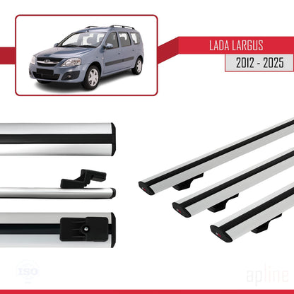 Compatible with Lada Largus 2012-2025 BASIC Model Car Roof Rack Cross Bar Grey Aluminium 3 Bars