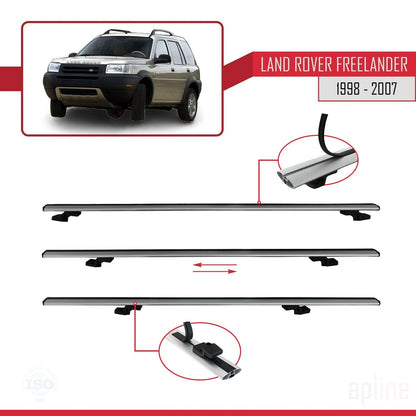Compatible avec Land Rover Freelander (L314) 1998-2006 BASIC Model Barres de Toit Railing Porte-Bagages de Voiture Gris Aluminium 3 Barres