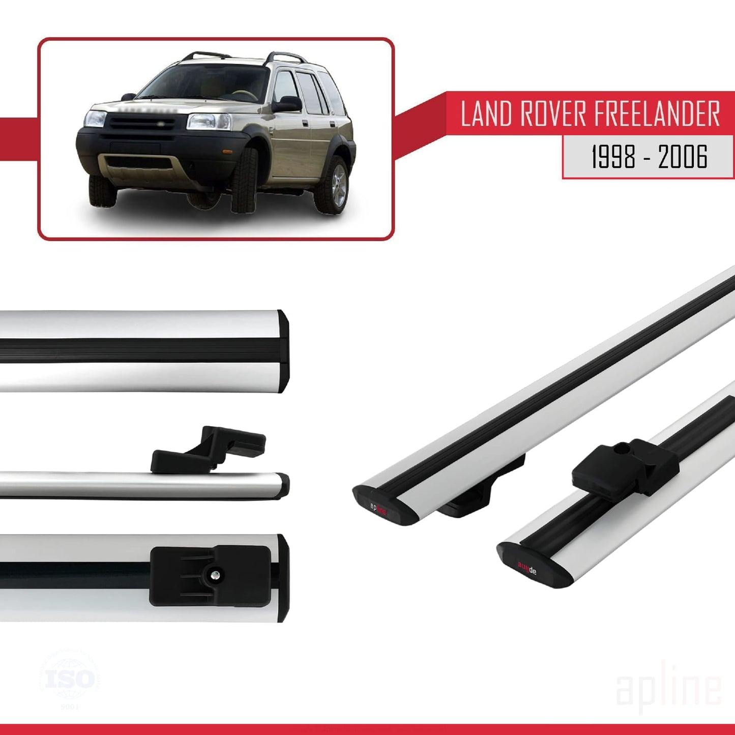 Compatible avec Land Rover Freelander (L314) 1998-2006 BASIC Model Barres de Toit Railing Porte-Bagages de Voiture Gris Aluminium 2 Barres