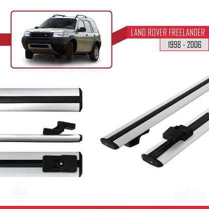 Compatible avec Land Rover Freelander (L314) 1998-2006 BASIC Model Barres de Toit Railing Porte-Bagages de Voiture Gris Aluminium 2 Barres