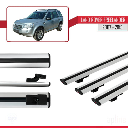 Compatible avec Land Rover Freelander 2 (L359) 2007-2015 BASIC Model Barres de Toit Railing Porte-Bagages de Voiture Gris Aluminium 3 Barres